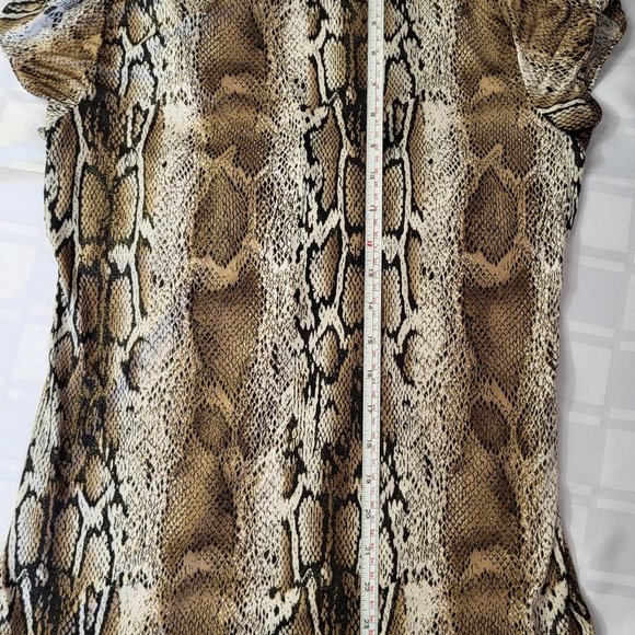 WOMEN'S HEART AND SOUL SIZE LARGE SNAKE PRINT BROWN TAN SHIRT FASHION WEAR - Picture 10 of 11